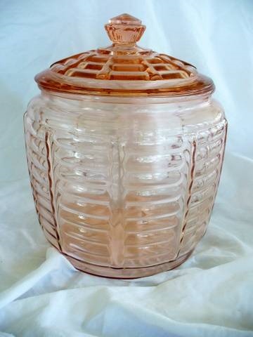 Anchor Hocking Paneled & Ribbed Cookie Jar w/ Cover