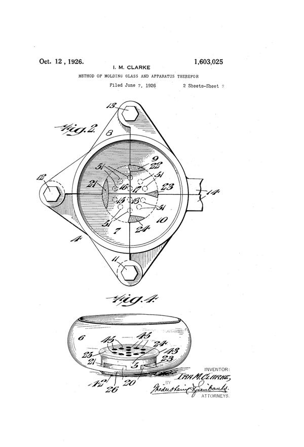 New Martinsville Flower Bowl and Frog Patent 1603025-2