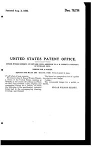 Heisey #3362 Charter Oak Goblet Design Patent D 70754-2