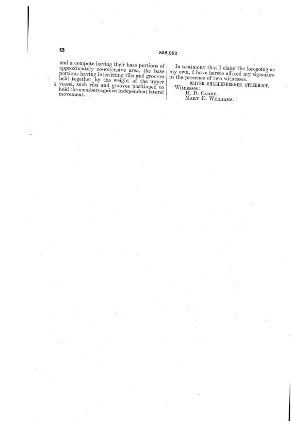 Sloan Brothers Bowl Patent  858252-3