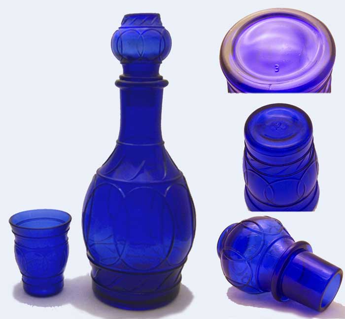 Maryland Glass Corporation Ring of Rings Decanter and Cordial