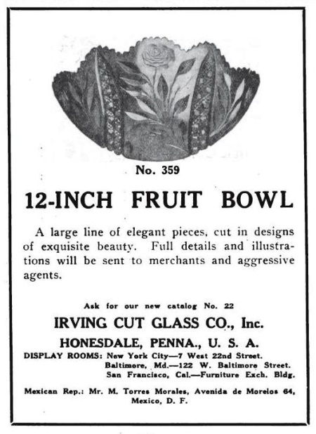 Irving Cut Glass Co. Advertisement