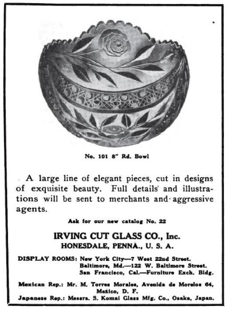 Irving Cut Glass Co. Advertisement