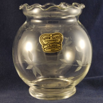 Queen Glass Co. Vase w/ Leaf Cutting