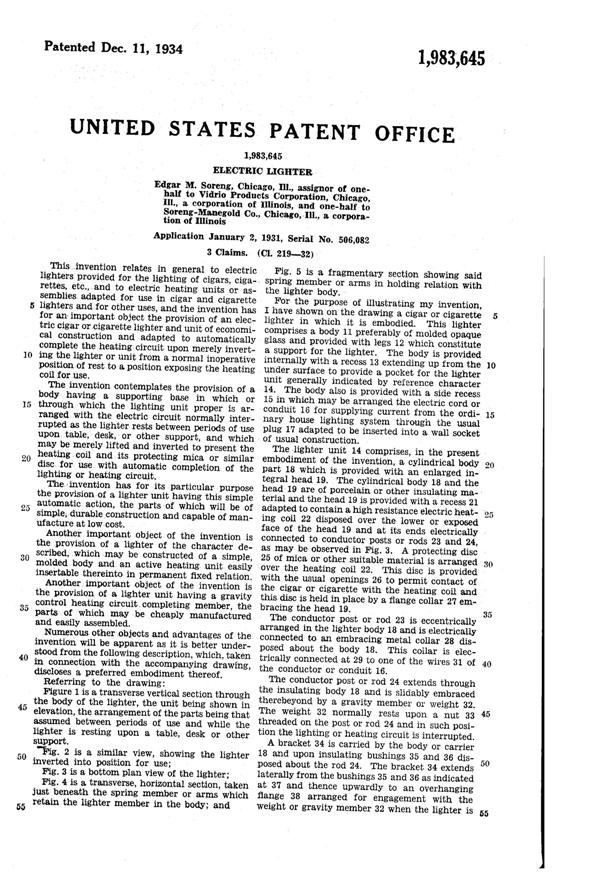 Vidrio Products Lighter Patent 1983645-2