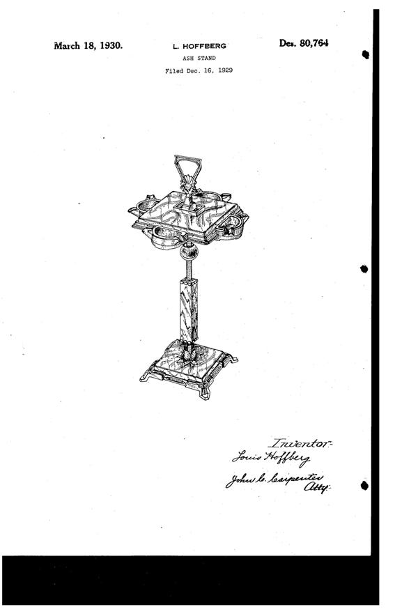 Vidrio Products Ash Stand Design Patent D 80764-1