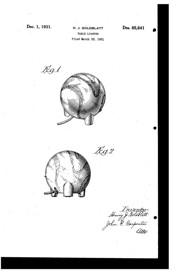 Vidrio Products Lighter Design Patent D 85641-1