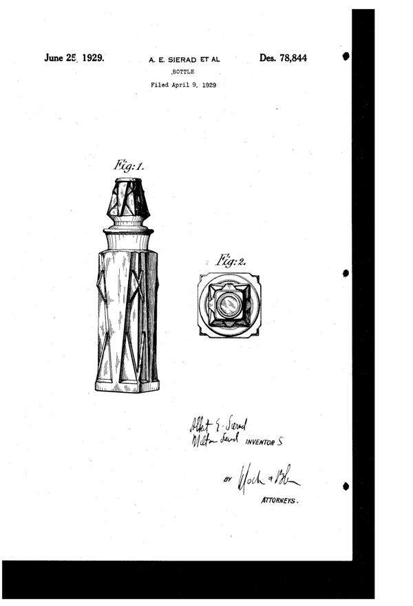 George W. Button Bottle Design Patent D 78844-1