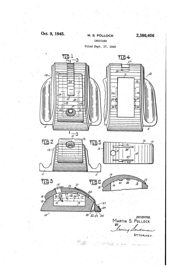 Zephyr American Inkstand Patent 2386406-1