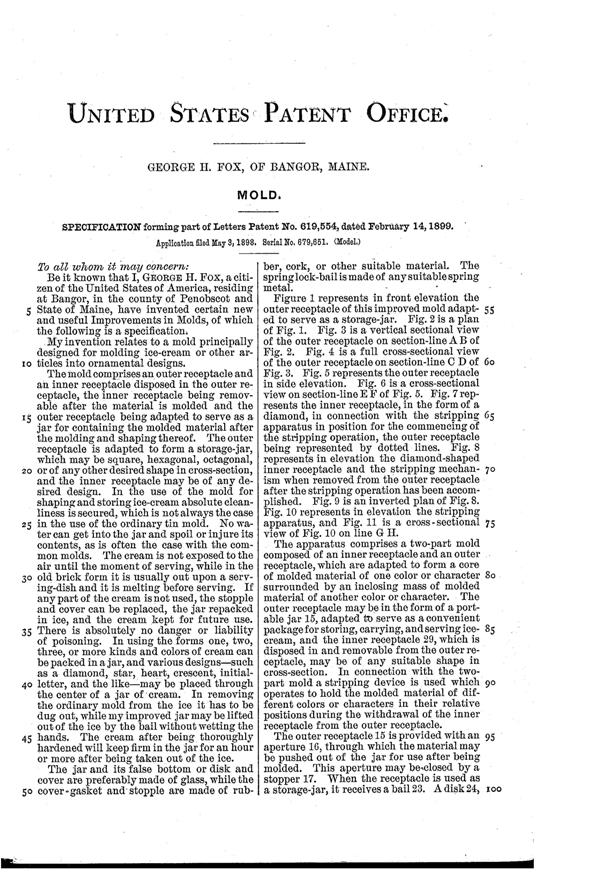 Fox Mold Patent  619554-3