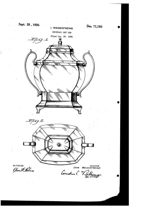 Century Silver Dispenser Design Patent D 71166-1