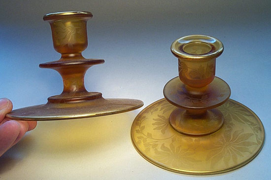 Unknown Brocade Etch on Diamond #713 Candleholder