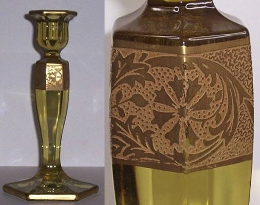Unknown Gold Encrusted Etch on #1485 Fostoria Candlestick