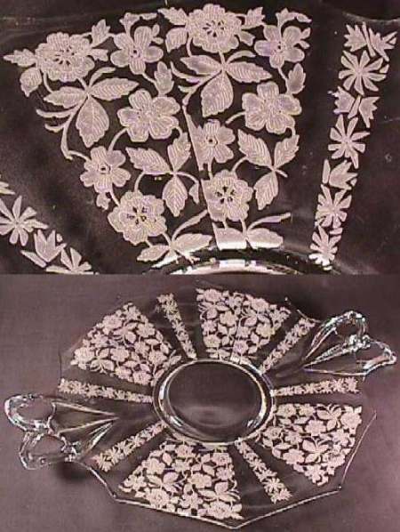 Unknown Floral Etch on Fostoria Tray