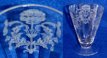Unknown Floral Etch on Unknown Paneled Footed Tumbler