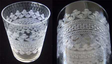 Unknown Cloverleaf Needle Etch on Shot Glass