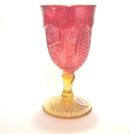 Indiana # 123 Paneled Daisy and Finecut Goblet