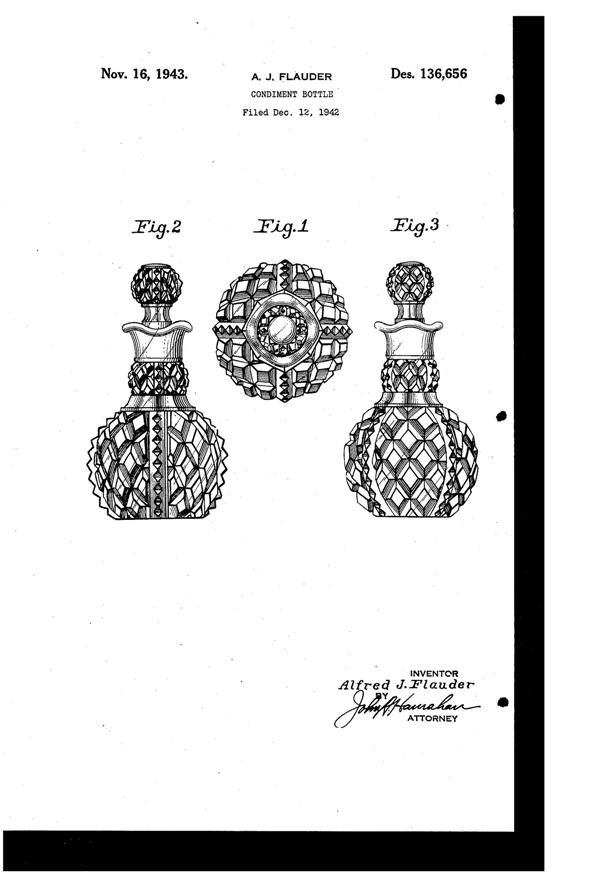 Flauder Condiment Bottle Design Patent D136656-1