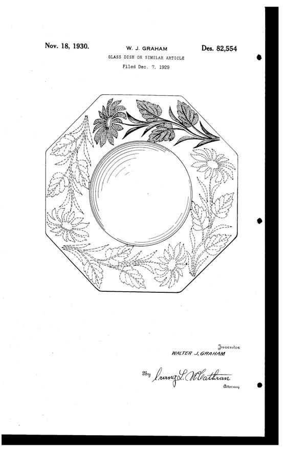 Graham Decorated Dish Design Patent D 82554-1