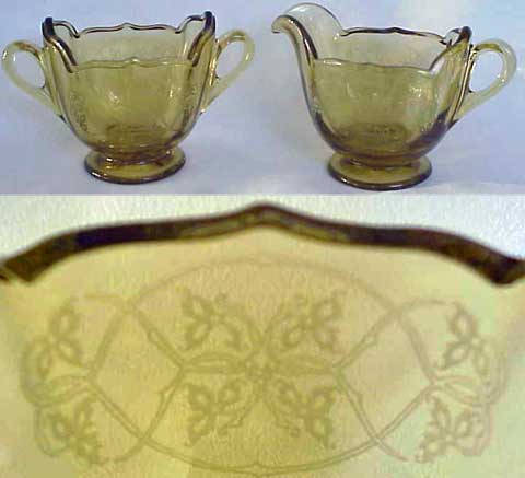 Fostoria #  24 Monaco Crystal Print on #2834 Cream and Sugar