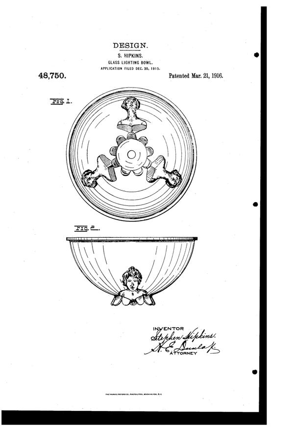 Belmont Light Fixture Shade Design Patent D 48750-1