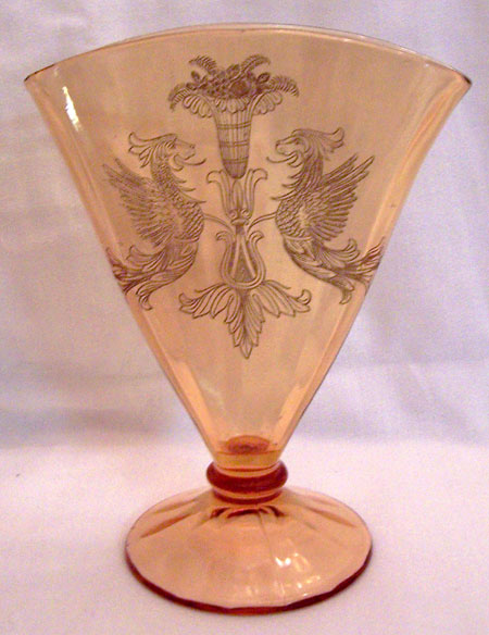 Lotus Griffins Etch on Central Fan Vase