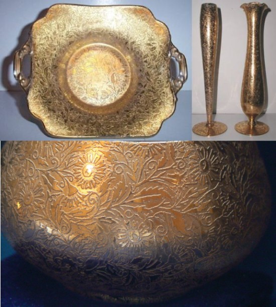 Lotus # 500 Daisy Fields Gold Encrusted Etch
