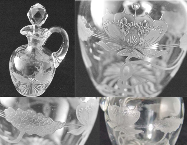 Dorflinger Cruet w/ Kalana Crocus Etch