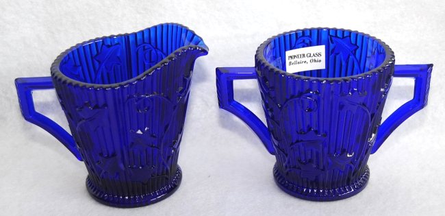 Pioneer Glass Creamer & Sugar