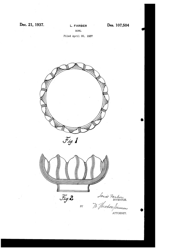 Farber Bowl Design Patent D107504-1