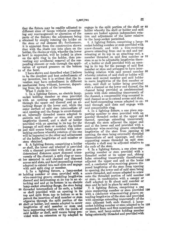 Beardslee Chandelier Light Fixture Patent 1297781-7