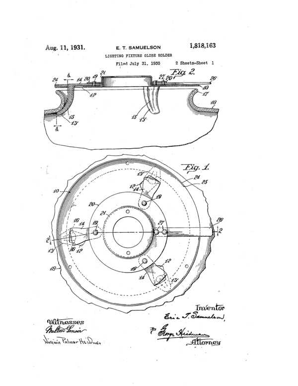 Beardslee Chandelier Globe Holder Patent 1818163-1