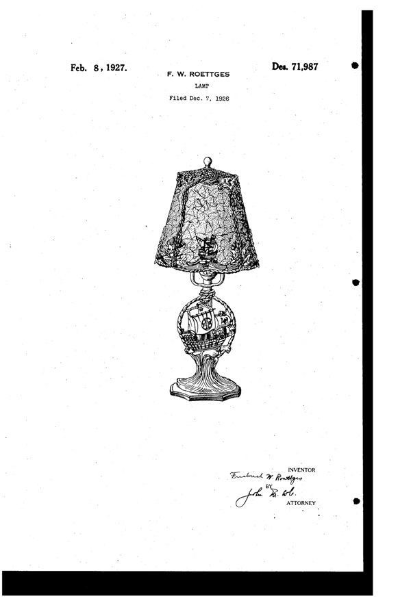 Everlite Novelty Lamp Design Patent D 71987-1
