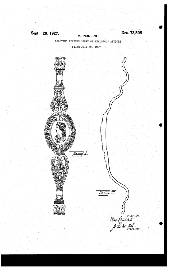 Geringer Lighting Fixture Mfg. Light Fixture Strap Design Patent D 73508-1