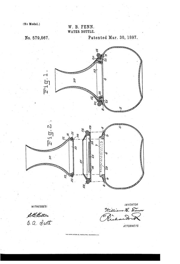 Fenn Water Bottle Patent  579867-1