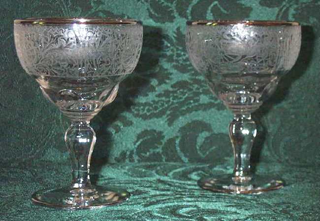 New Martinsville #  37 "Moondrops" or Georgian Stem w/ Unknown Etch