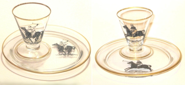 Unknown Canape Set w/ Unknown Enameled Polo Etch
