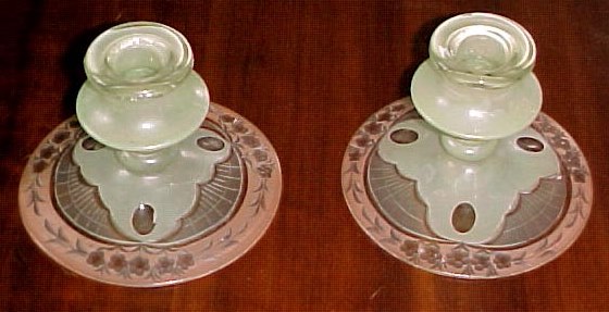 Westmoreland Candleholder w/ Cased & Cut Decoration
