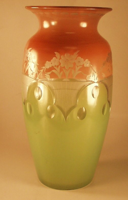 Westmoreland Vase w/ Cased & Cut Decoration