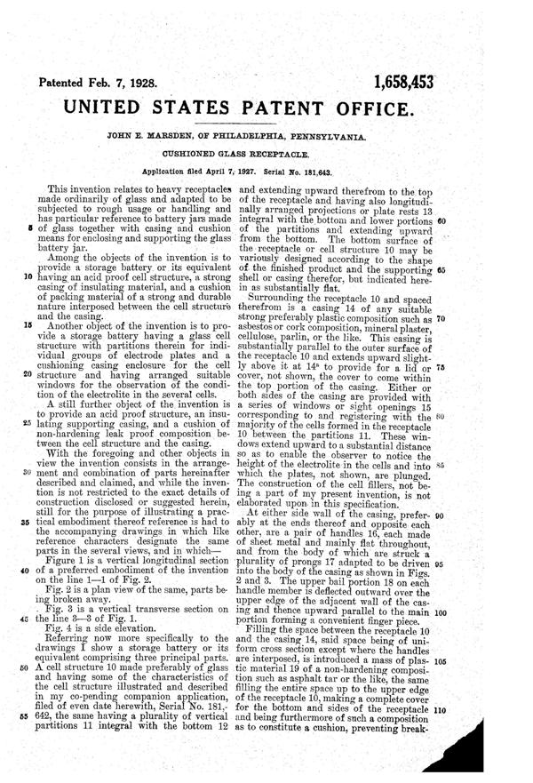 Marsden Works Battery Jar Patent 1658453-3