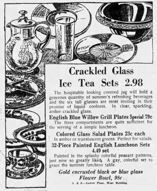 Unknown Crackled Glass Ice Tea Set Advertisement