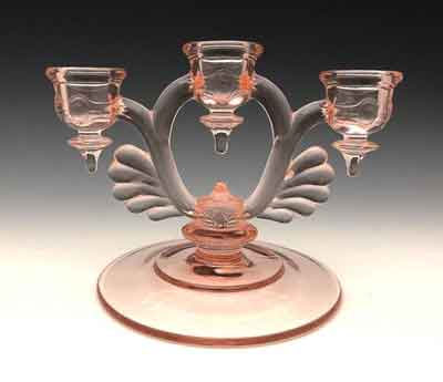 New Martinsville # 37 Moondrops Three Light Candleabra