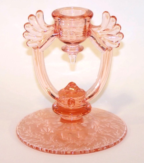 New Martinsville #  37 "Moondrops" or Georgian  Candlestick w/ #25 Etch