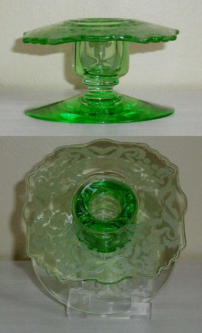 New Martinsville #  36 Oscar Candleholder w/ Roberto Etch