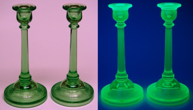 Cambridge #1273 Candlesticks w/ # 704 Etch
