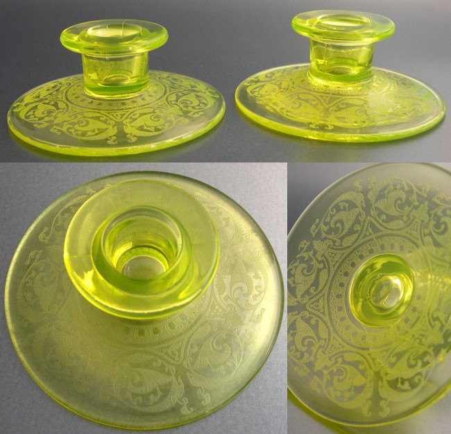Cambridge # 227 1/2 Candleholder w/ #704 Etch