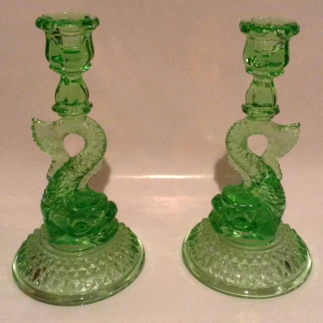 Cambridge # 109 Dolphin Candlesticks