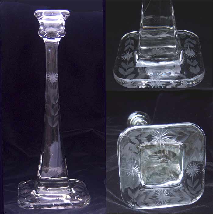 Cambridge #2800/111 Candlestick with Floral Cutting #896