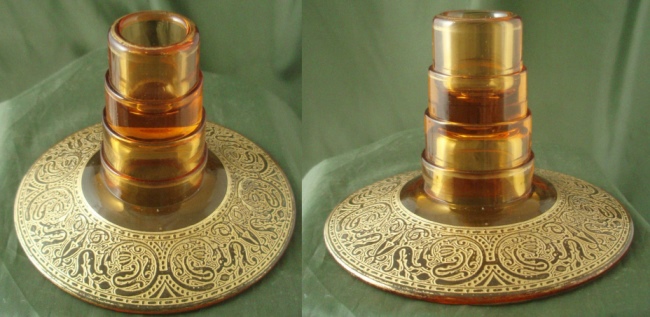 Fostoria #2390 Candleholder w/ Unknown Etch