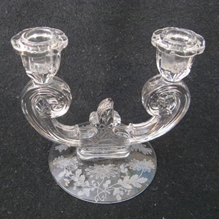 Fostoria #2533 Duo Candlestick w/ #324 Daisy Etch